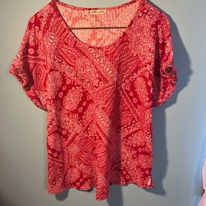 5/$25 2XL Red Paisley Women's Top